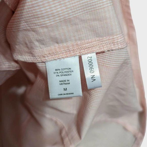 7th Avenue Design Studio New York & Company Button Down Top, Medium, Peach/White - Picture 4 of 6